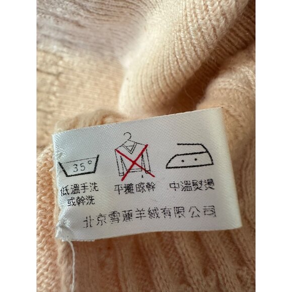 Snow Lotus 100% Cashmere Cardigan Sweater Womens Size 46/M/12 Peach Cable Knit - Picture 7 of 7